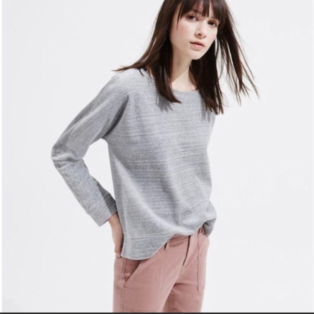 Lou & Grey Velour White Heather Sweatshirt Size L